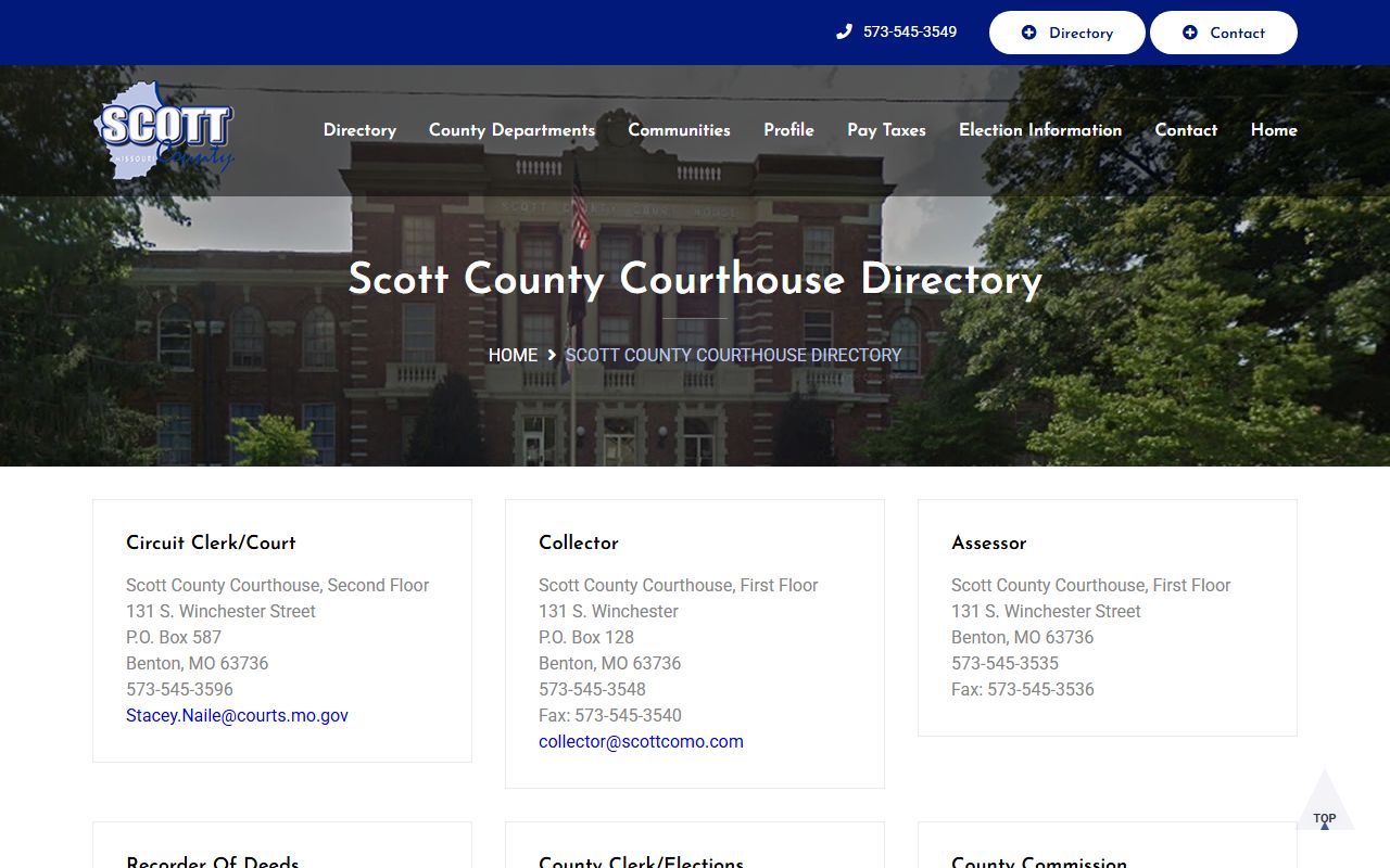Scott County Circuit Clerk county directory records contacts