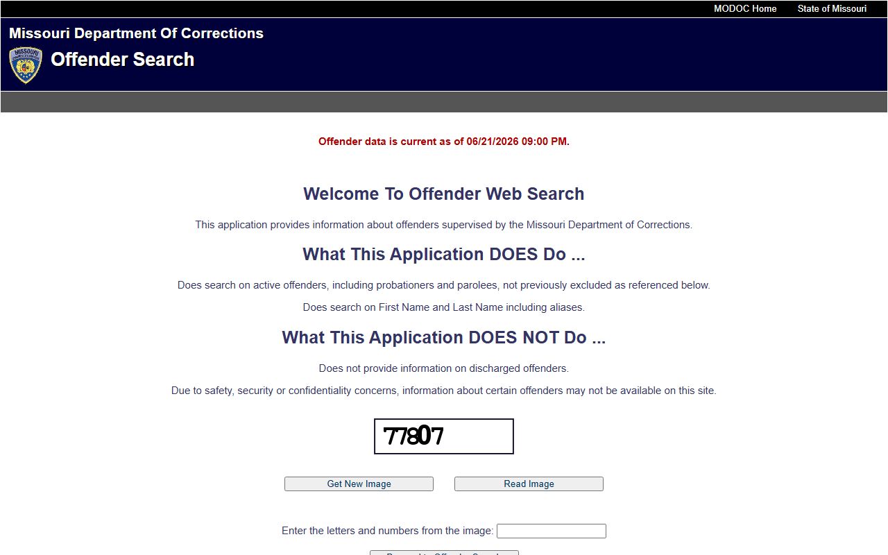 Scott County court charges and Missouri DOC offender search