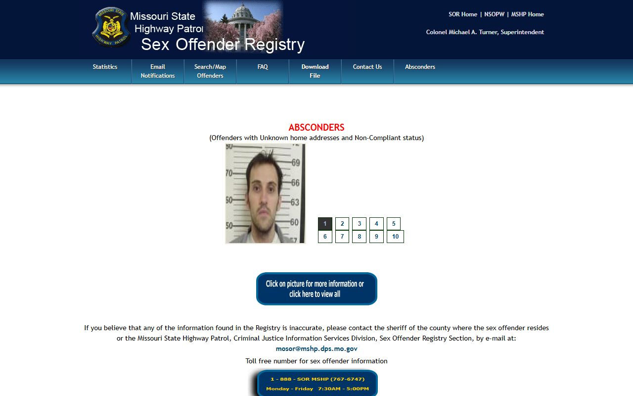 Scott County court charge records and Missouri Sex Offender Registry home