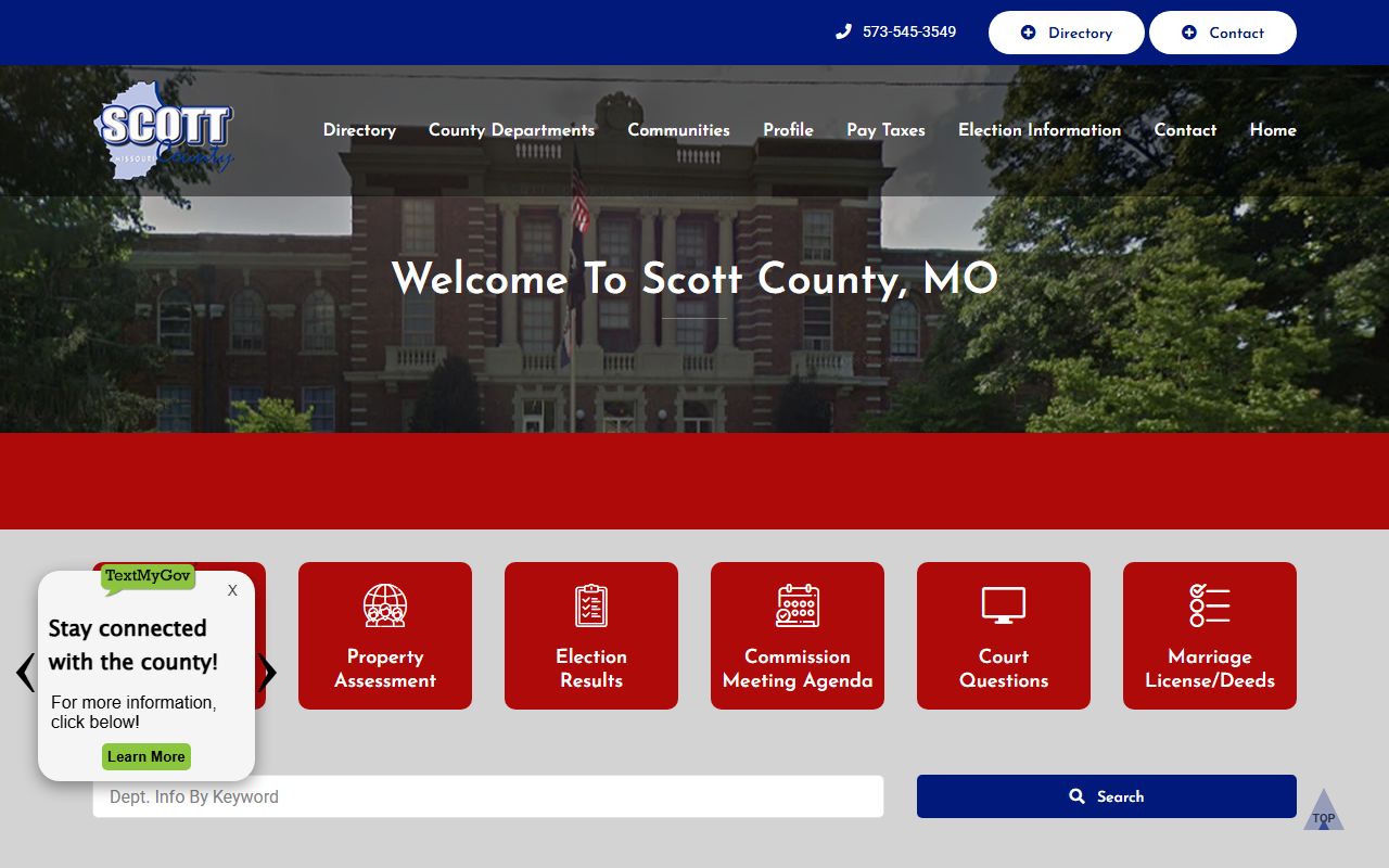 Scott County court records homepage and courthouse address source