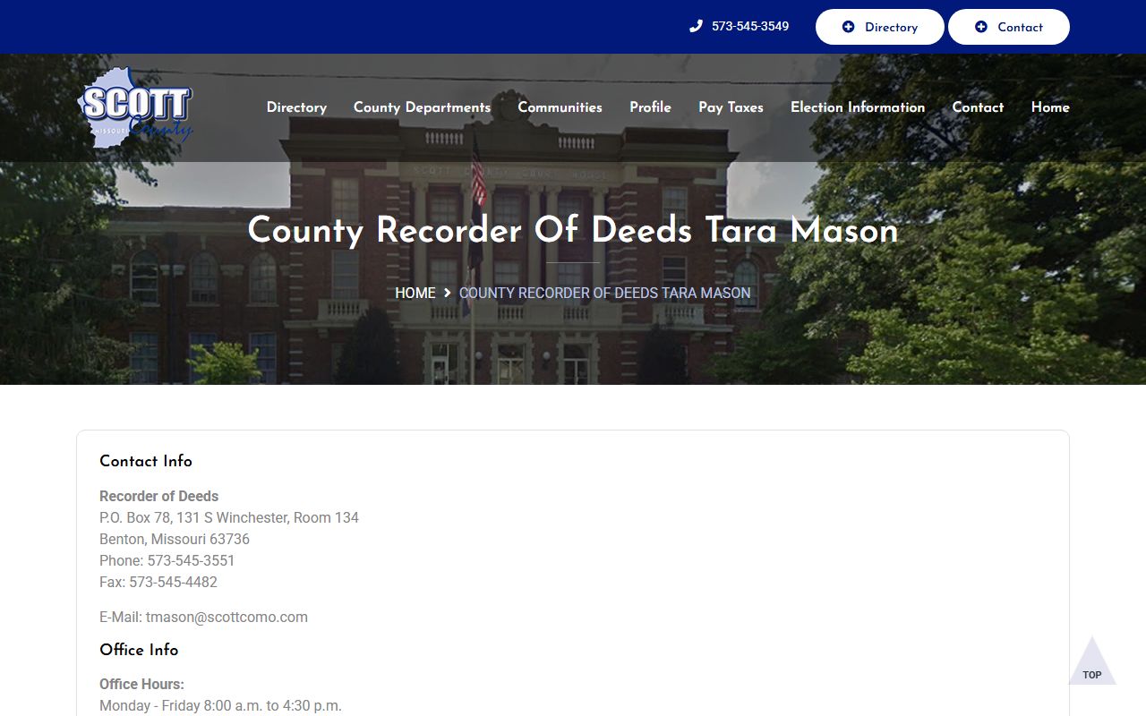 Scott County marriage records Recorder of Deeds page