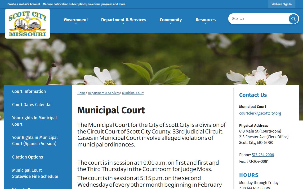Scott County traffic court records and Scott City Municipal Court